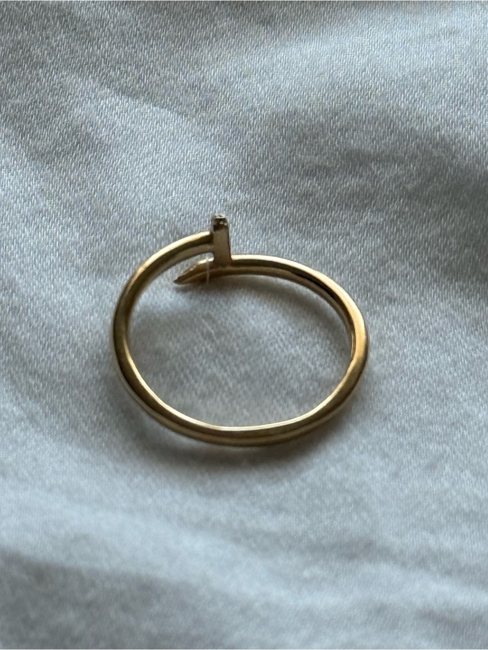 14k solid gold and natural diamond nail ring - size 8 - Picture 4 of 4